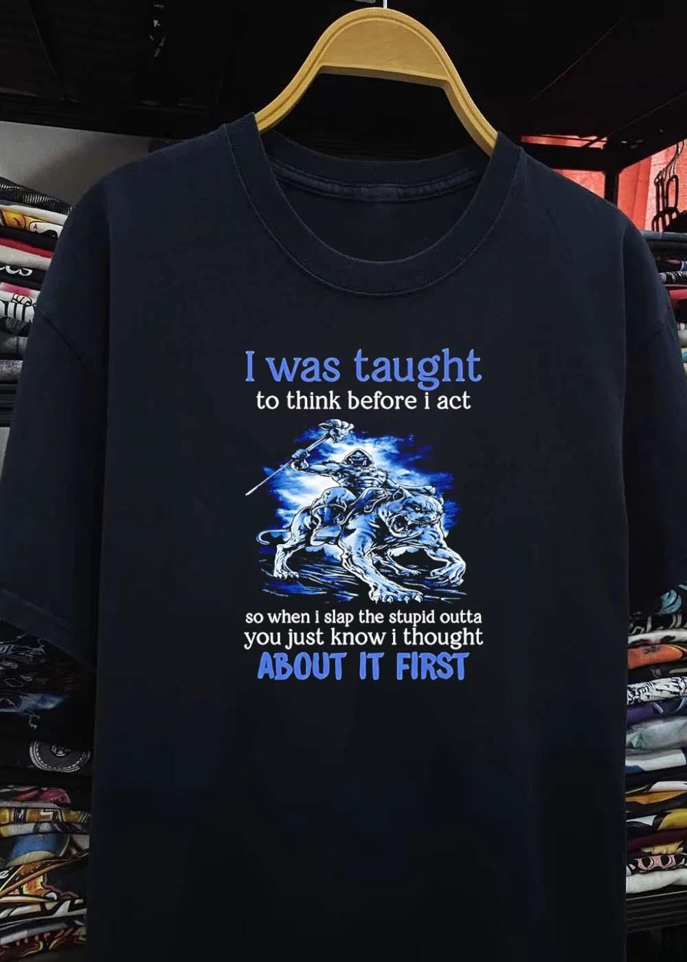 I Was Taught To Think Before I Act Skeletor Riding Panther shirt