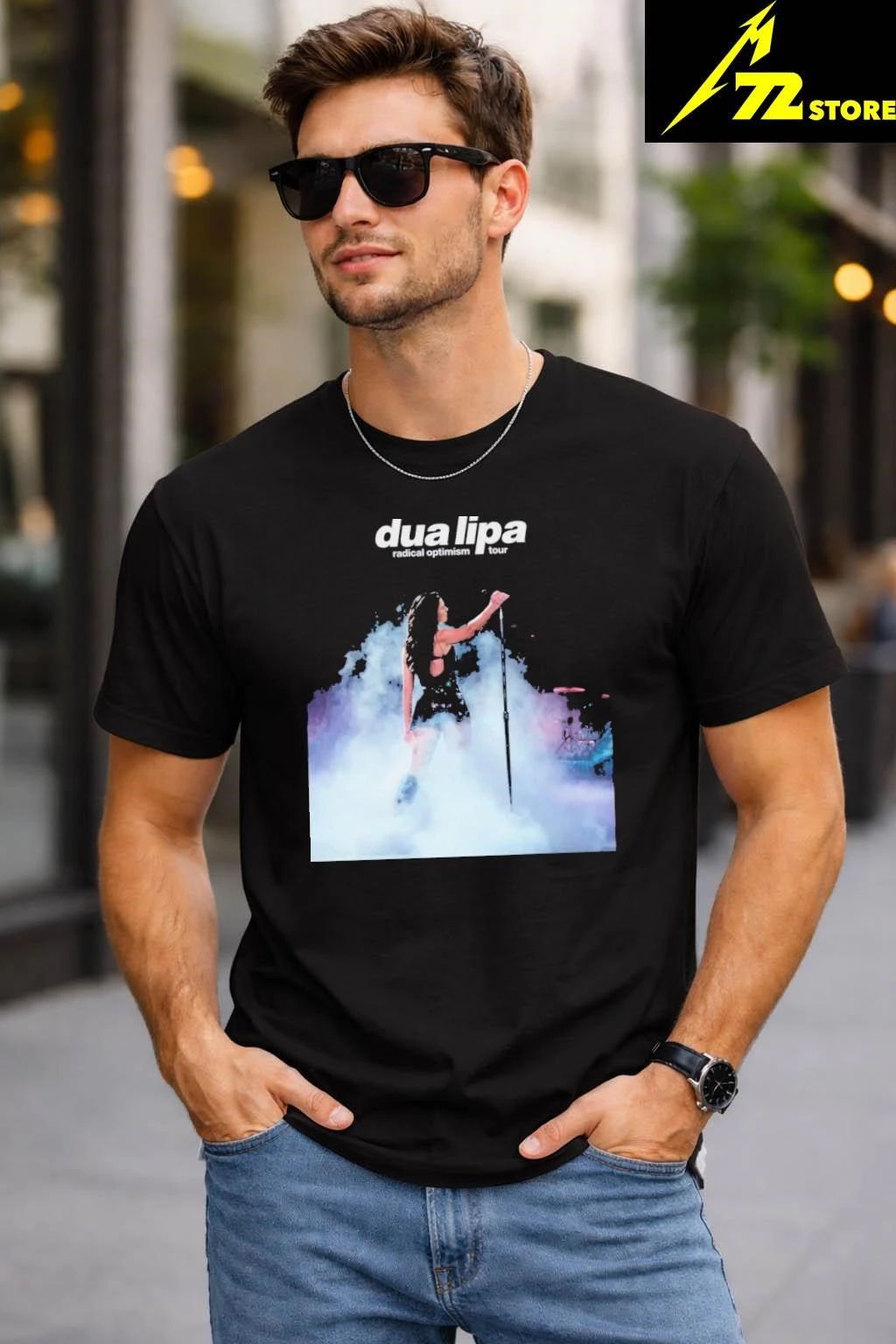 Dua Lipa Print Round Neck Shirt
