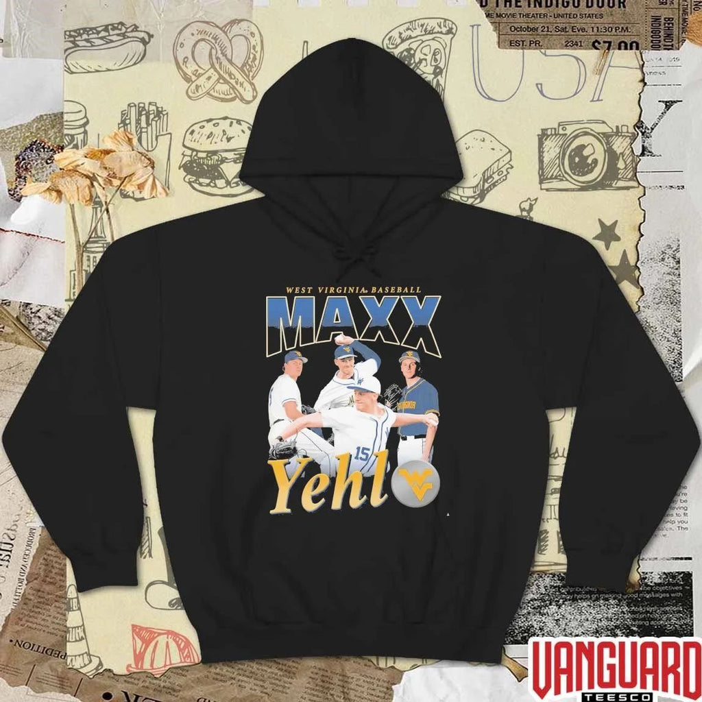 2026 Maxx Yehl Retro 90s West Virginia Mountaineers Baseball t-shirt