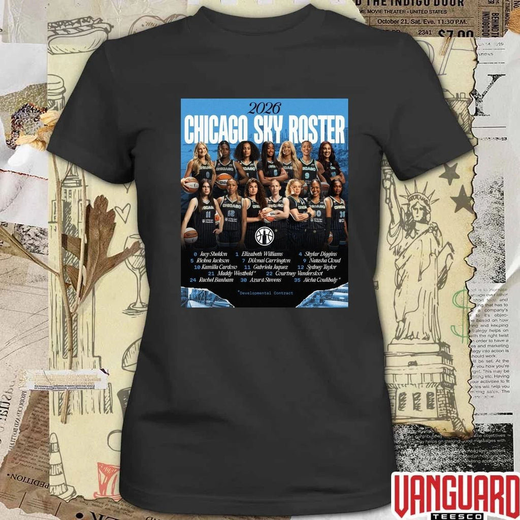2026 Roster For The Chicago Sky Wnba Team Poster t-shirt