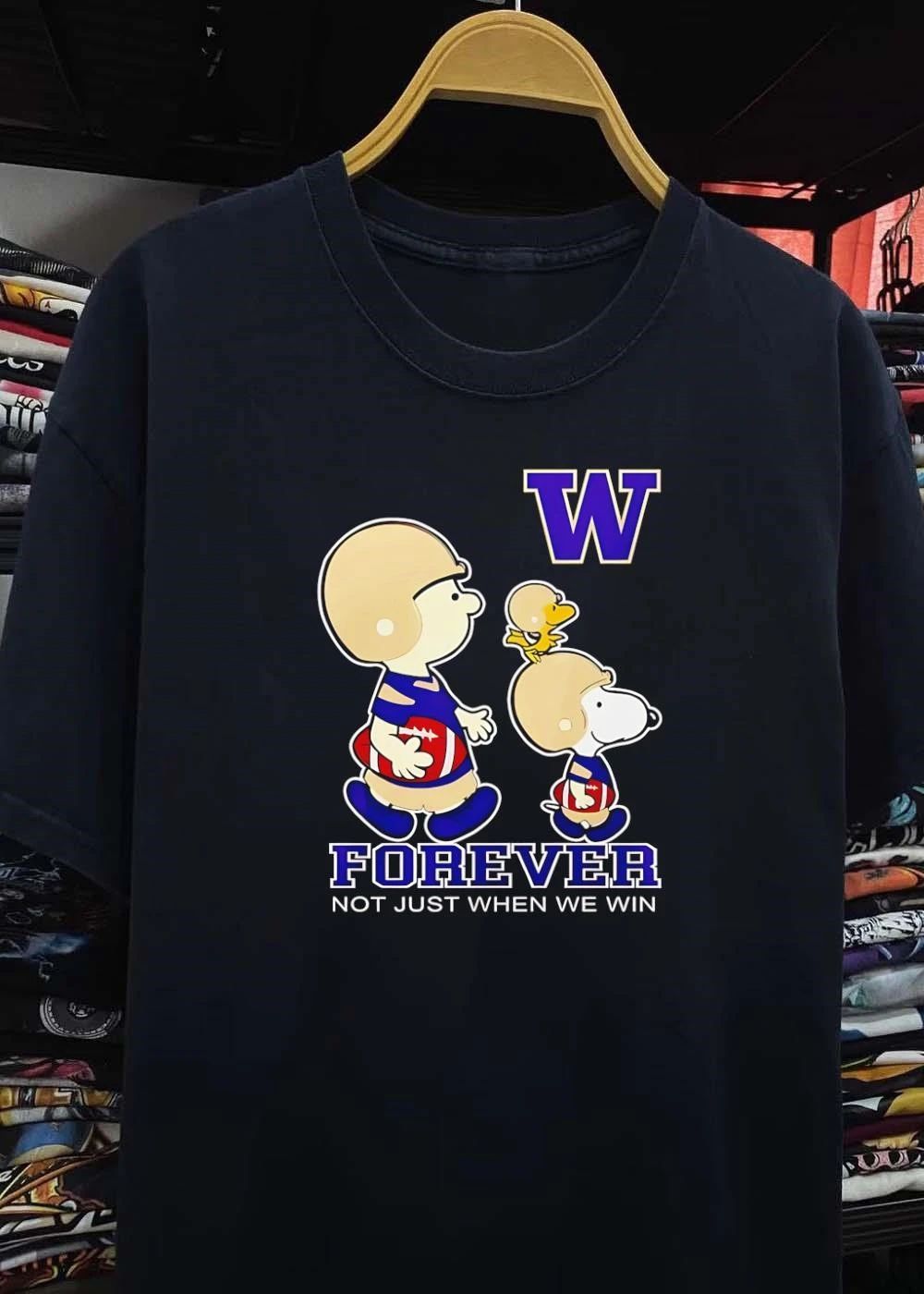 Peanuts Characters Football Players Forever Not Just When We Win Washington Huskies T-Shirt