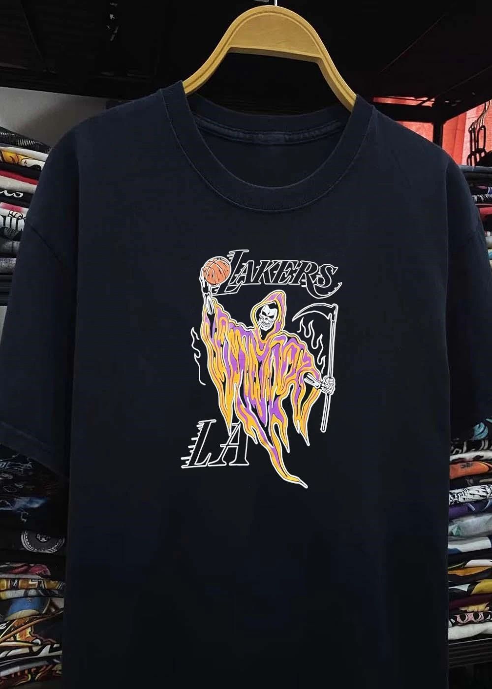 Grim Reaper Dunking Basketball Lakers LA shirt
