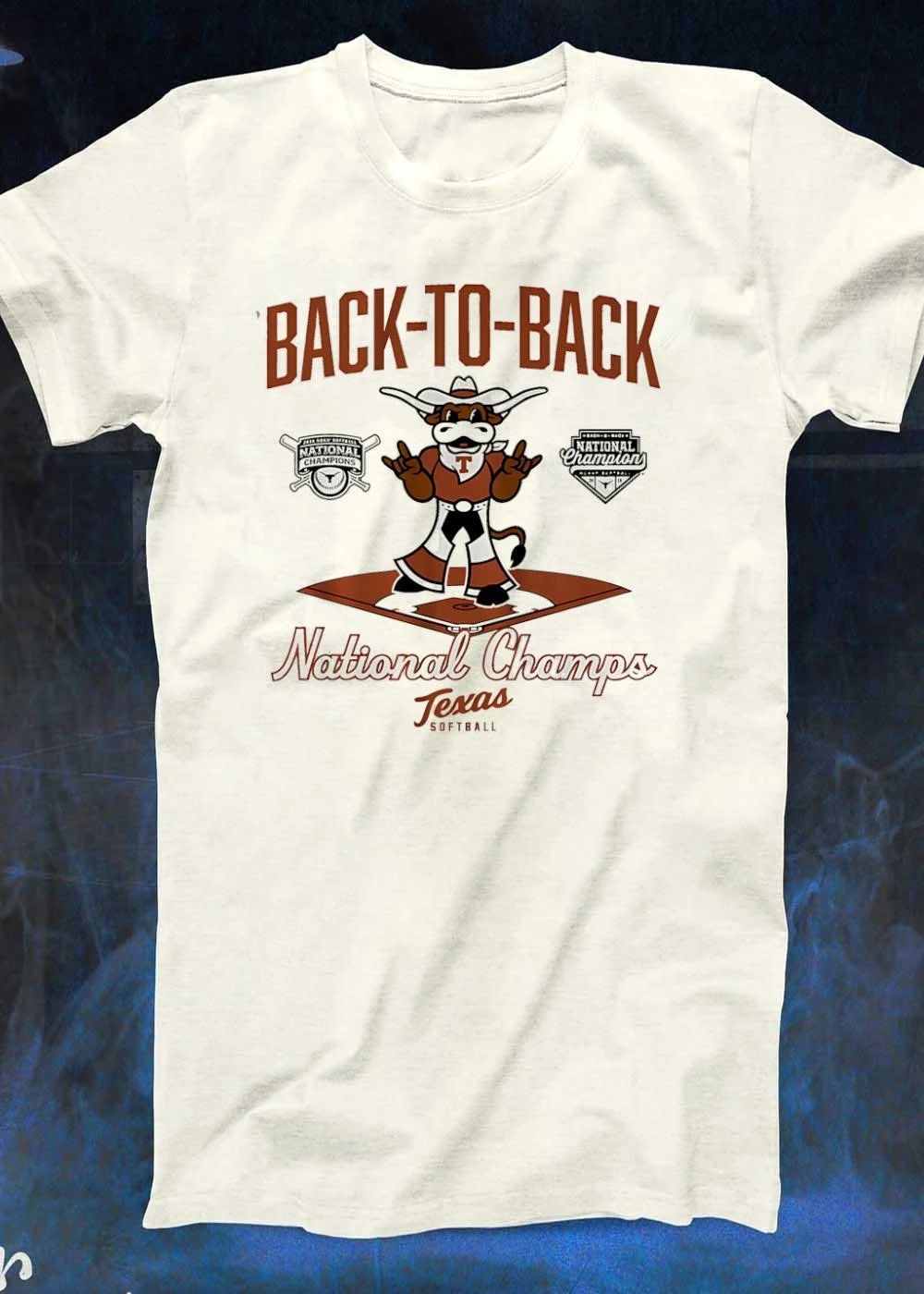 Back To Back National Champs Texas Softball Mascot Longhorn Shirt