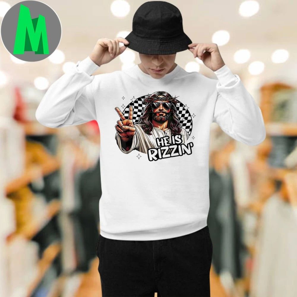 He Is Rizzin Jesus Christian Happy Easter Hunt Eggs Shirt