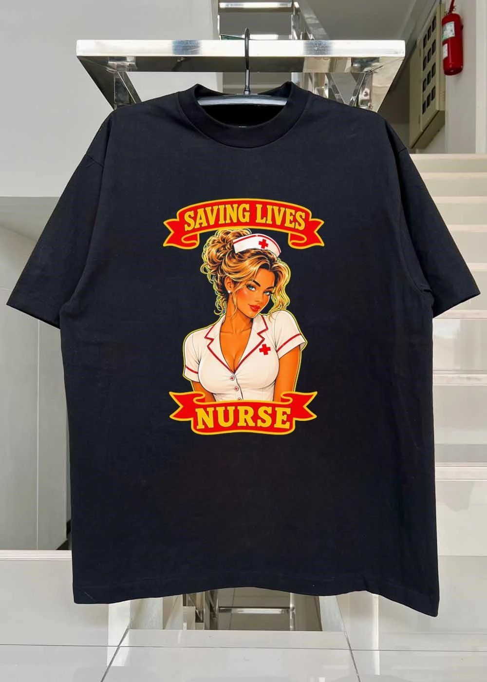 Saving Lives Sexy Pinup Girl Professional Medical Care T-Shirt