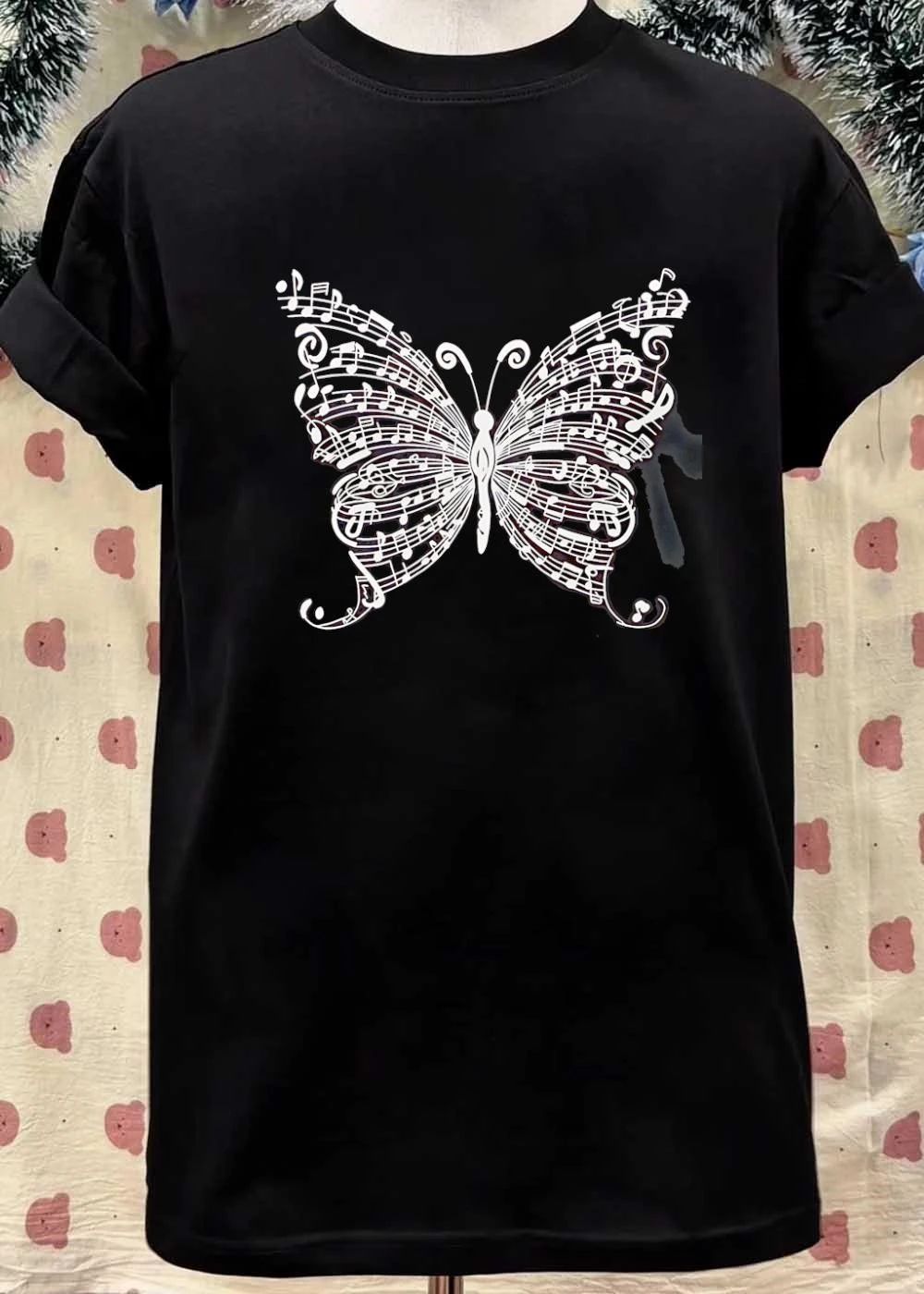 Musical Notes Abstract Art Musical Butterfly Shirt
