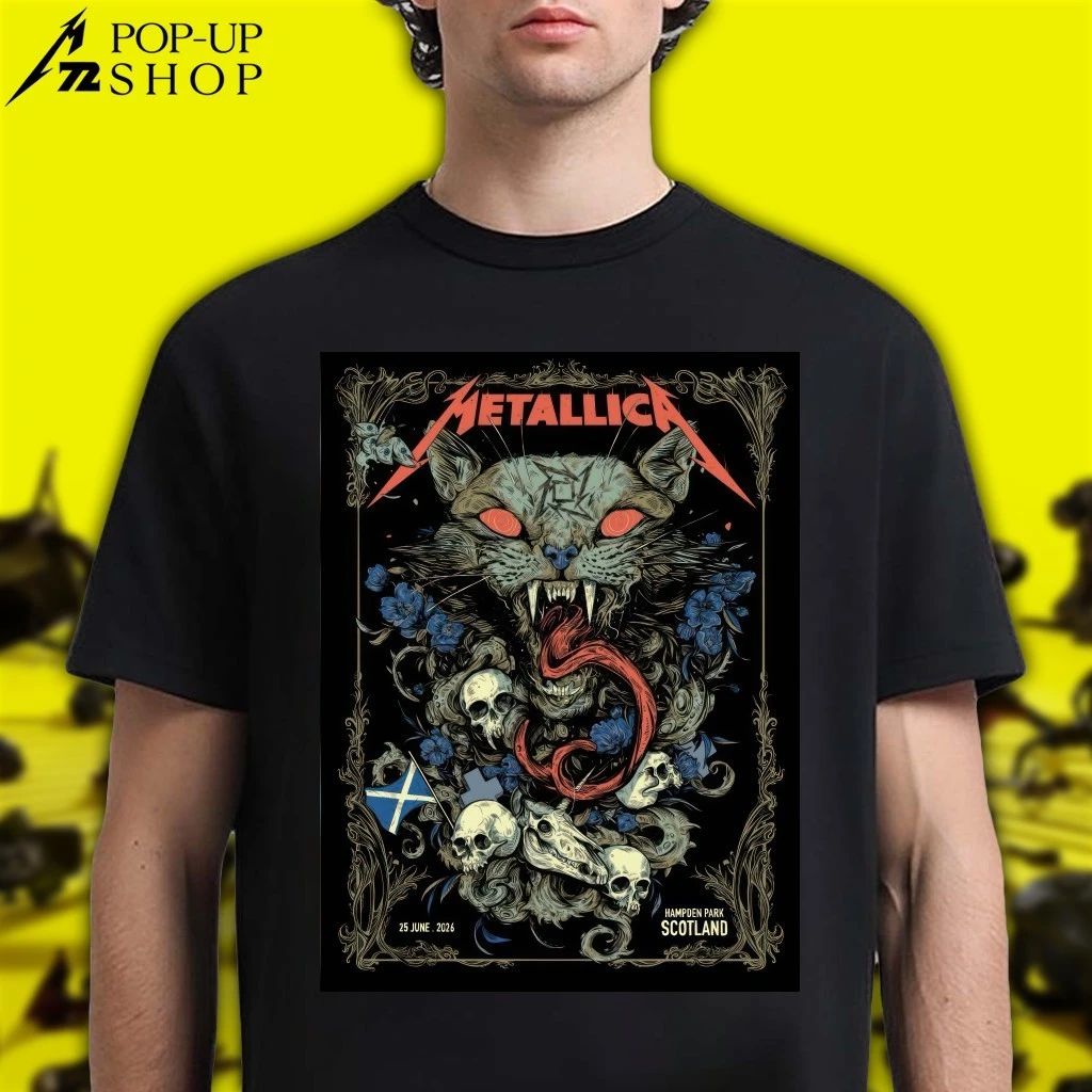 Wolf Skull Jack and White Duck Editions Metallica Glasgow Hampden Park Poster Concert 2026 T-Shirt