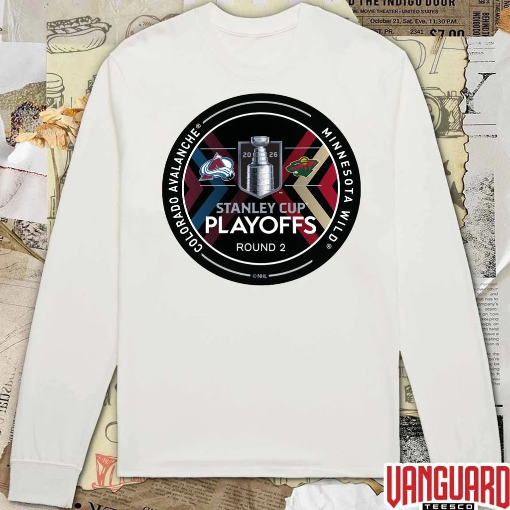 Colorado Avalanche Mustang 2026 Stanley Cup Playoffs Round 2 Matchup Puck t-t-shirt