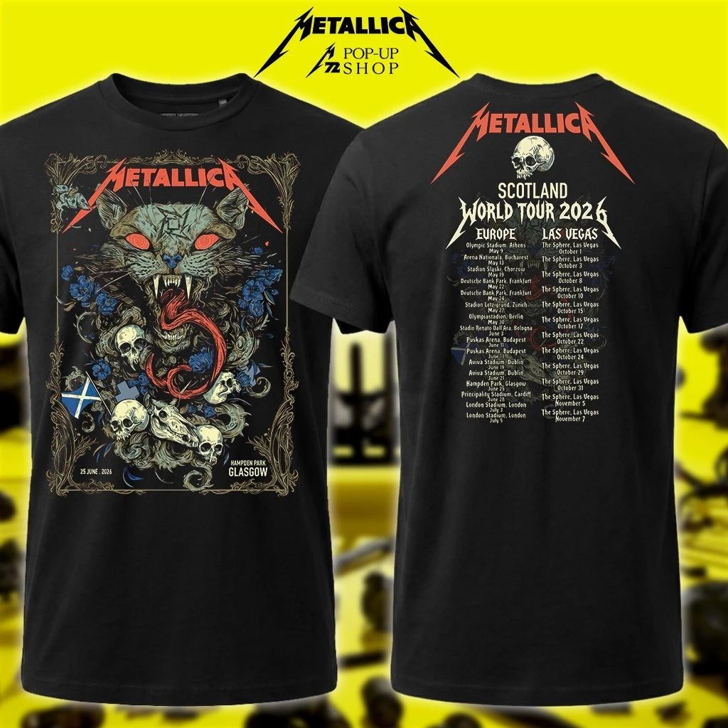 Wolf Skull Jack Art Metallica M72 World Tour Europe & Las Vegas Shirt Glasgow, Scotland 25th June 2026
