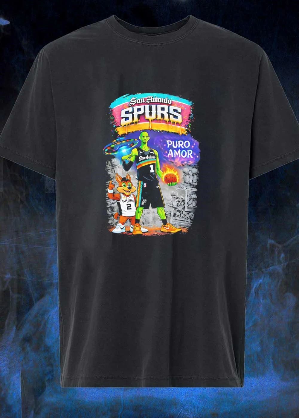 San Antonio Spurs Alien Basketball Mascot Puro Amor San Antonio Spurs T-Shirt