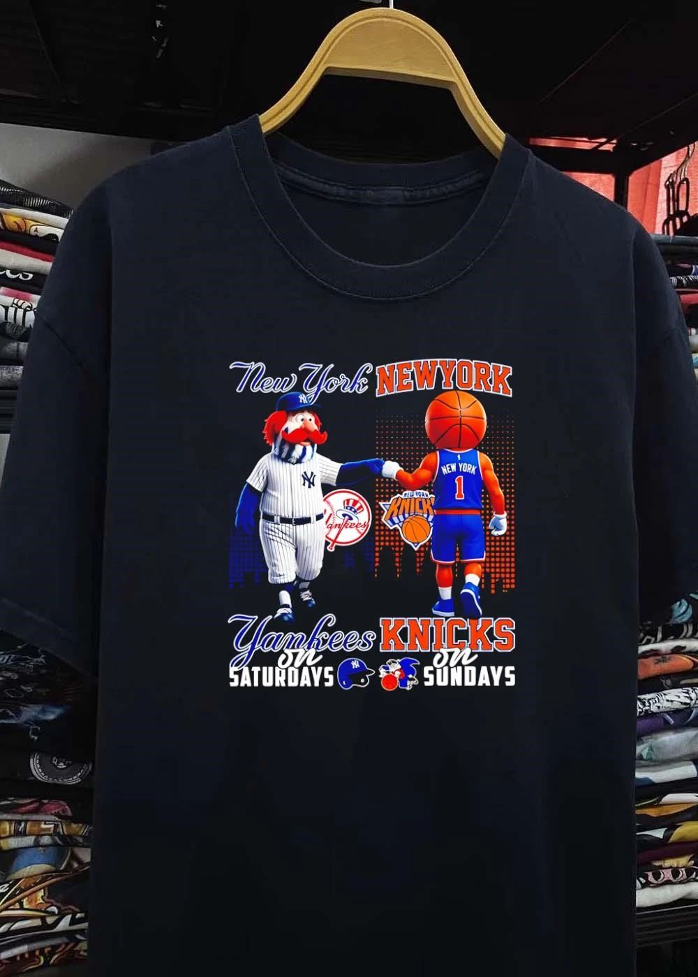 New York Yankees Saturday Knicks Sunday Mascot Player Graphic Design shirt