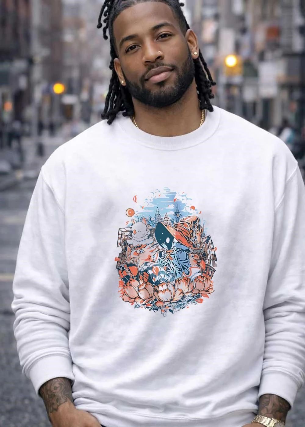 Final Fantasy Vivi Moogle Chocobo flower illustration shirt