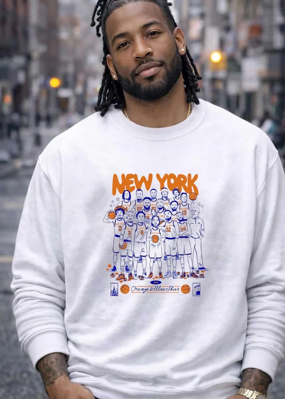 New York 2026 Orange and Blue Skies Basketball Players Shirt