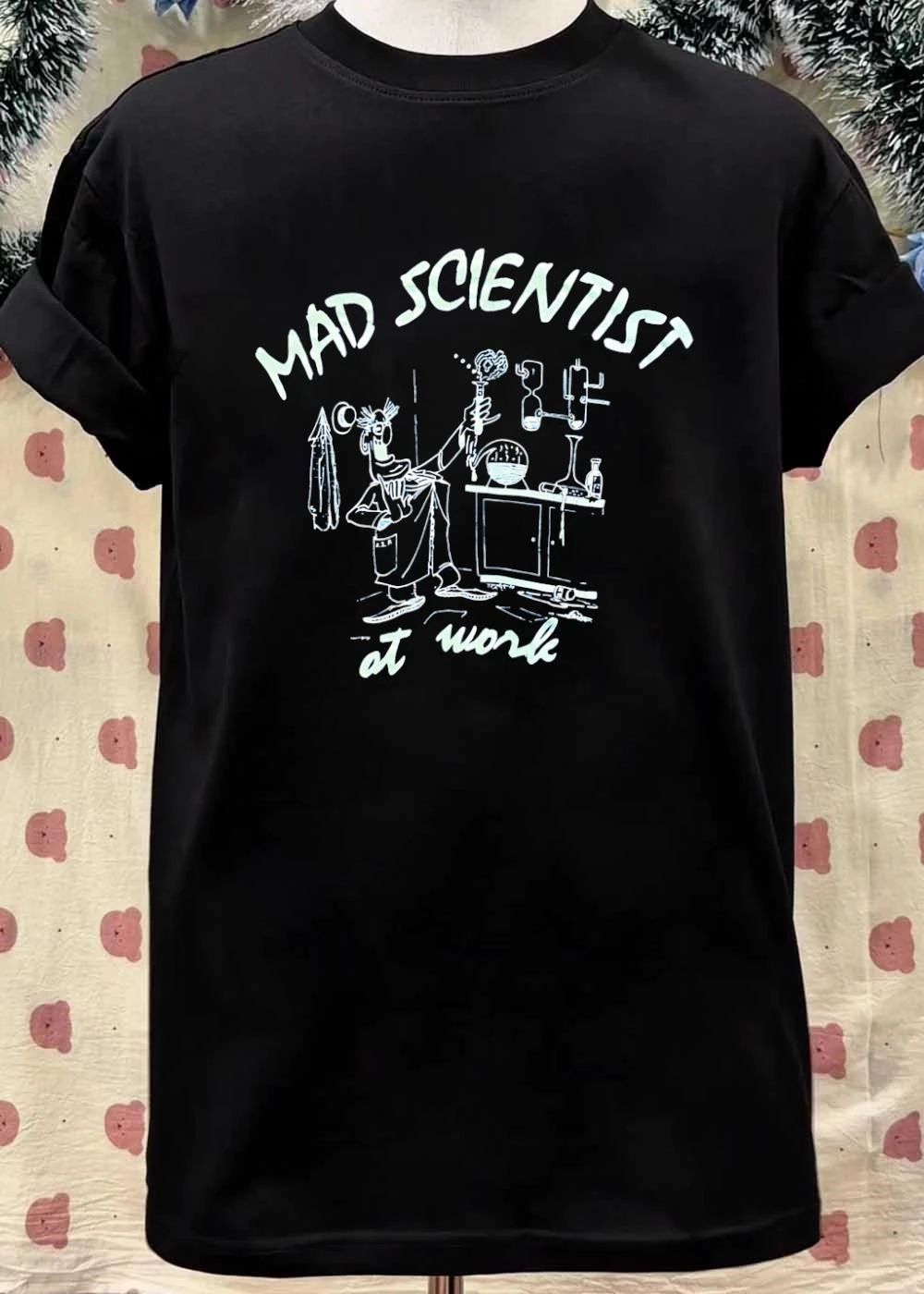 Mad Scientist at Work Cartoon Man Lab Experiment Vintage T-Shirt