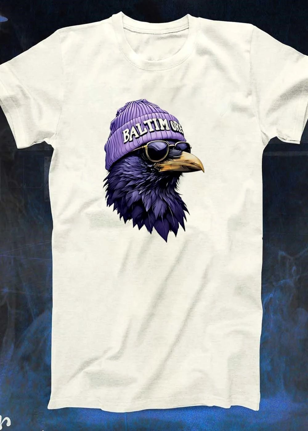 Cool Bird Gear Stylish Baltimore Raven Wearing a Beanie T-Shirt