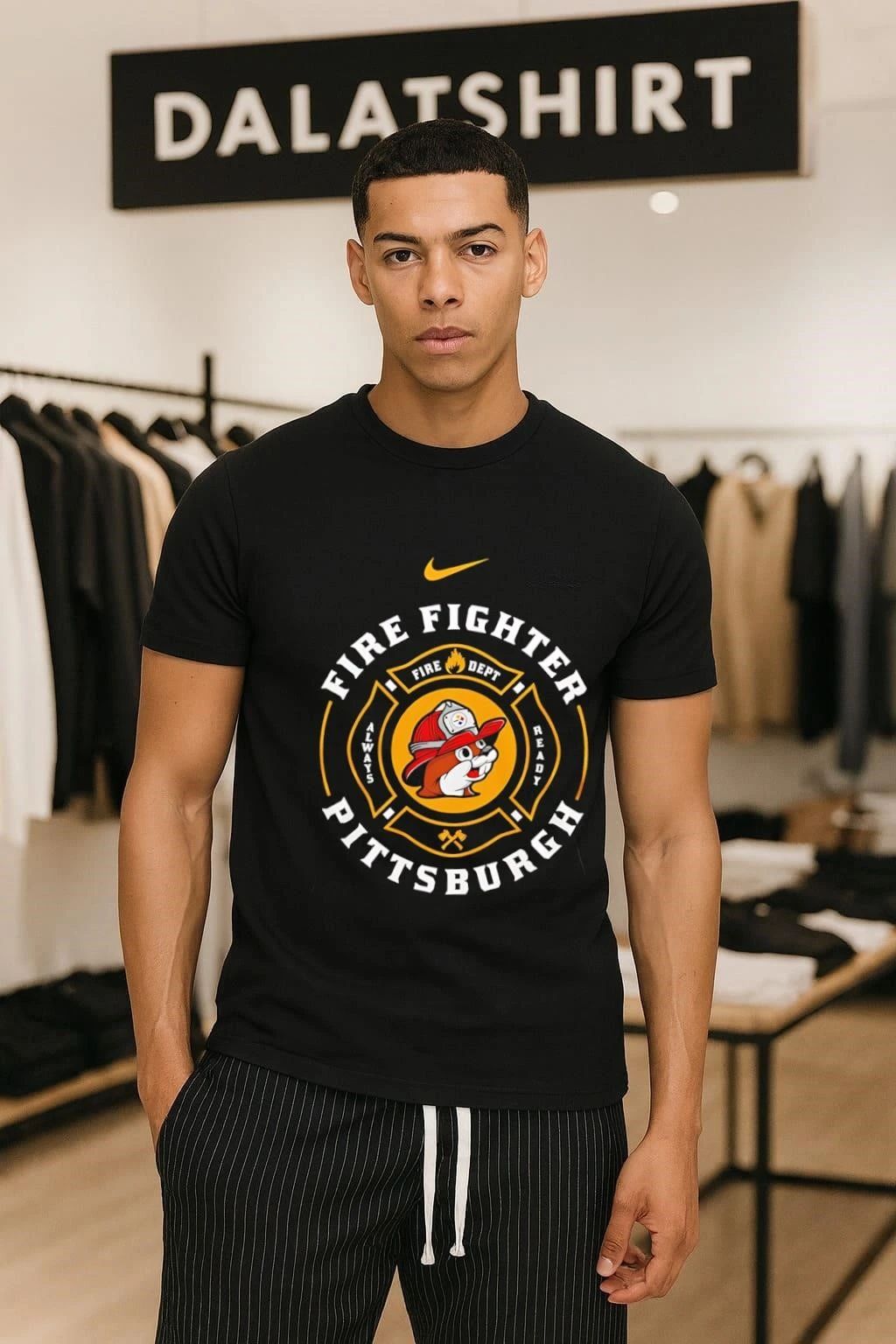 Pittsburgh Firefighter Buc-ee’s Steelers Maltese Cross T-Shirt