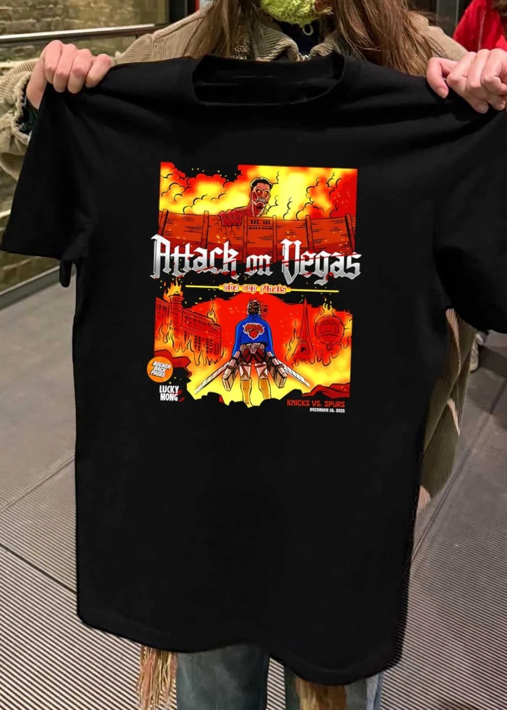Lucky Mong Attack on Vegas NBA Cup Finals Knicks vs Spurs Shirt