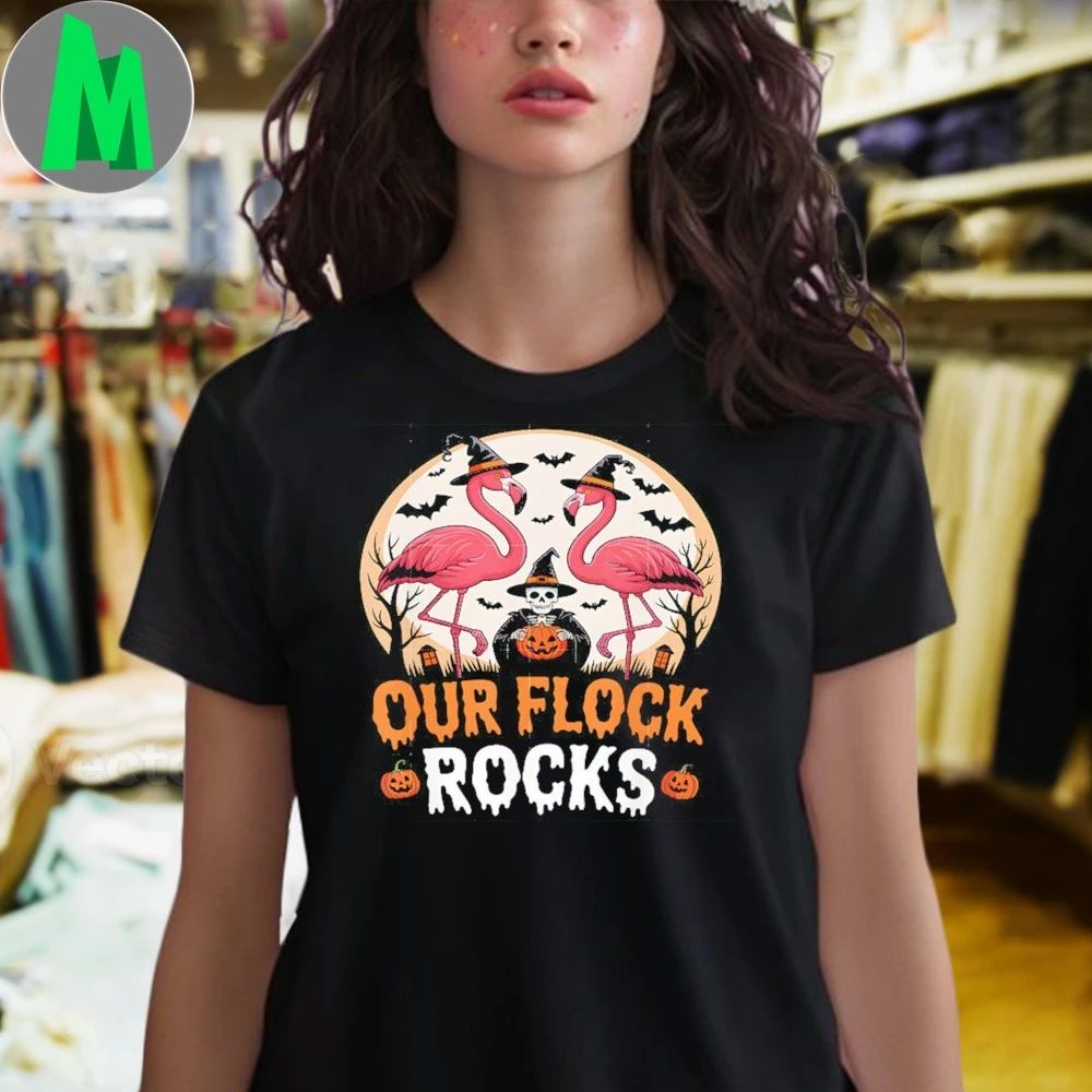Our Flock Rocks Flamingo Halloween Costume Matching Family Shirt