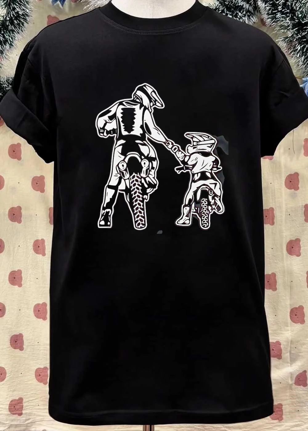 Father and Son Motocross Biker Leading Child Motocross T-Shirt