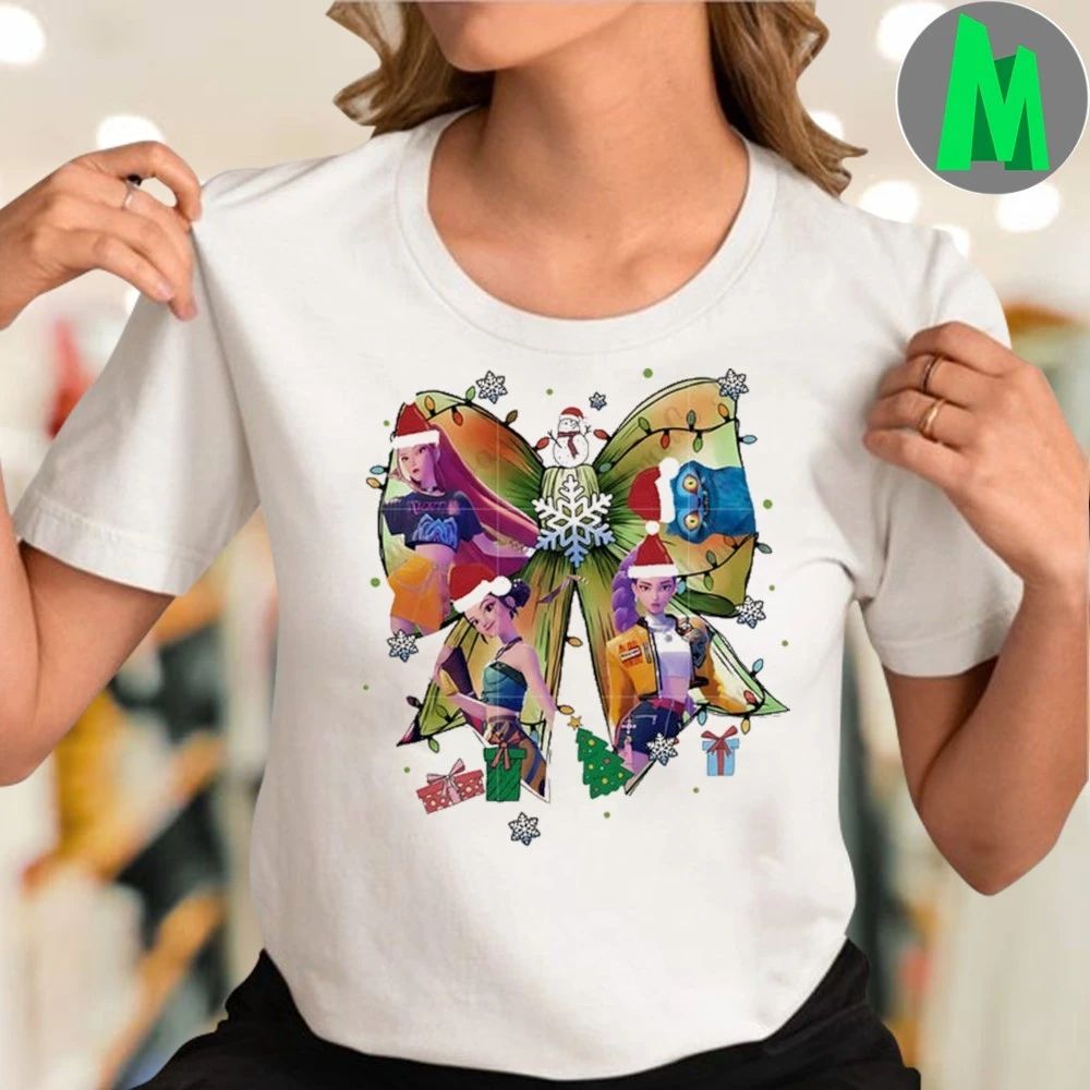 Huntrix girl band bow christmas bowtie christmas shirt