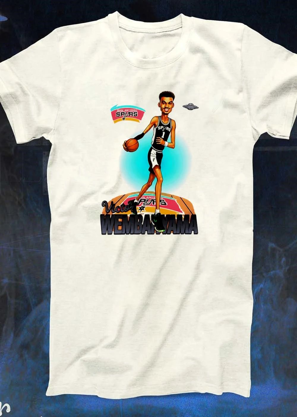 Raincloud Studios Victor Wembanyama Dribbling Basketball San Antonio Spurs T-Shirt