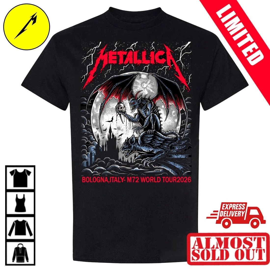 Metallica M72 Tour Bologna June 3rd 2026 Pop-Up Shop T-Shirt