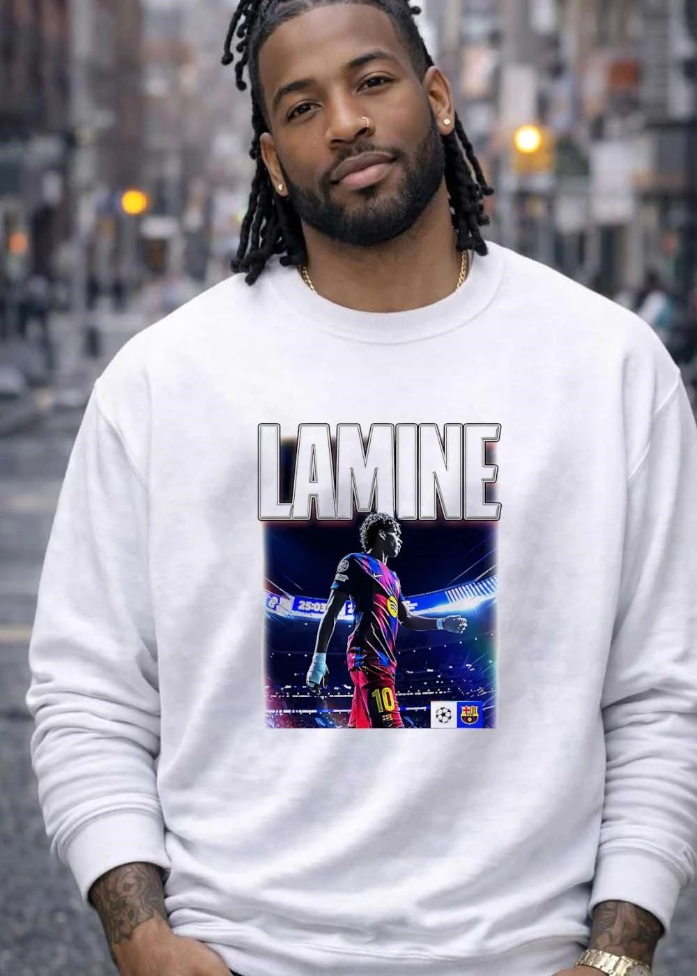 Lamine Yamal Walking in Stadium Lamine Barcelona FC Shirt