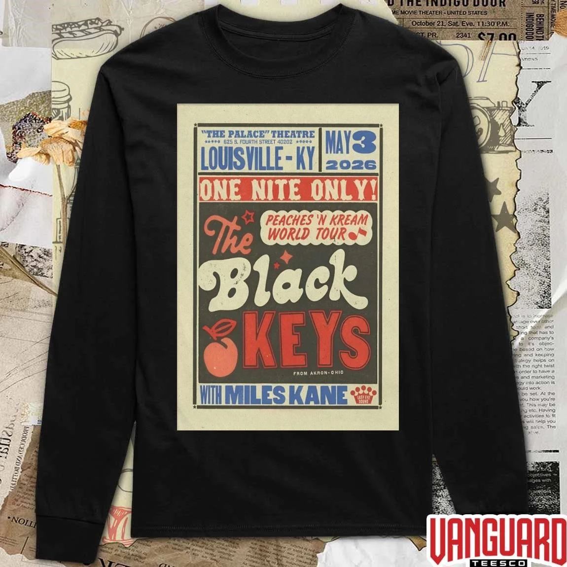 The Black Keys Peaches ‘N Kream World Tour May 3 2026 Louisville KY Poster t-shirt