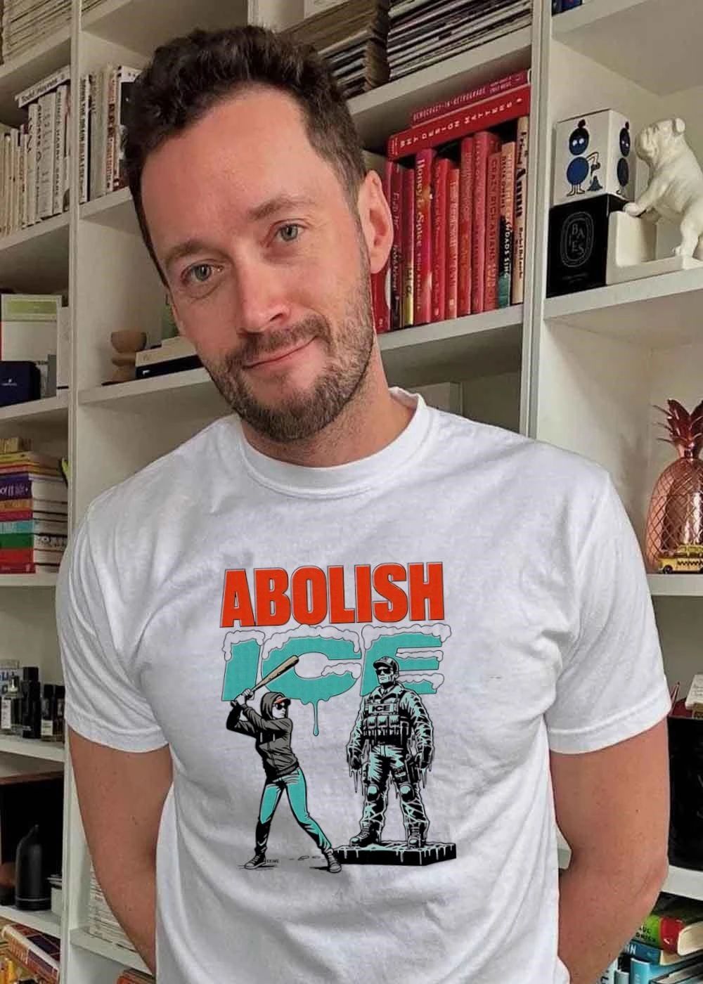 Krime Abolish ICE Woman Baseball Bat Smashing Statue T-Shirt