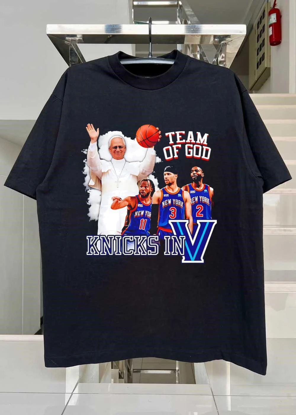 Team Of God Knicks In V Villanova Shirt
