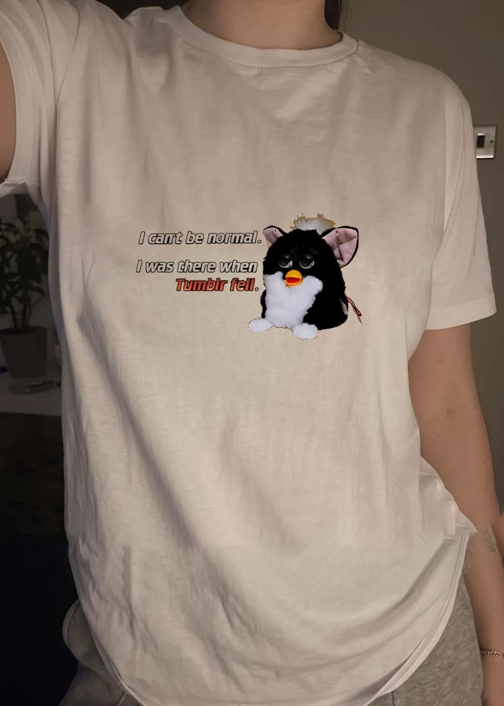 Vintage Meme Apparel Furby I Can Not Be Normal I Was There When Tumblr Fell Shirt