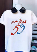 New York in 53 Script Logo Print Casual T-Shirt