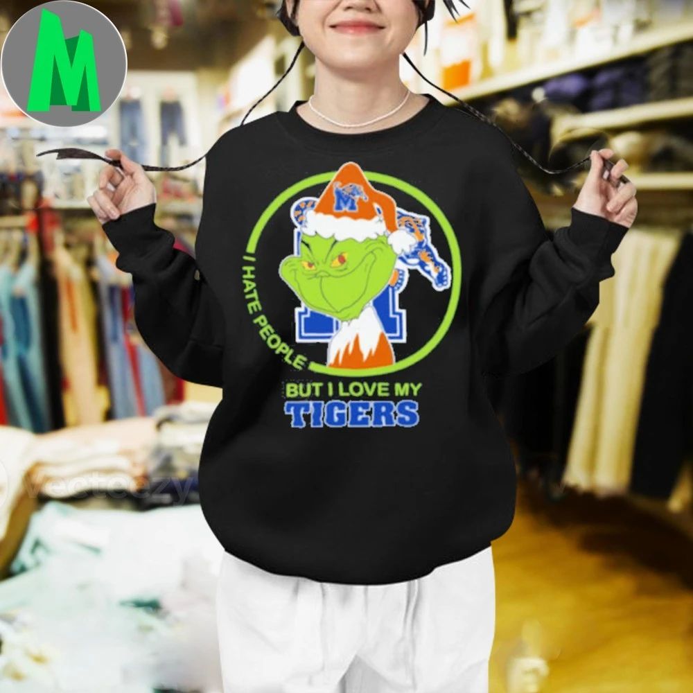 Memphis Tigers Grinch Christmas Hates People But Loves Football Logo Shirt