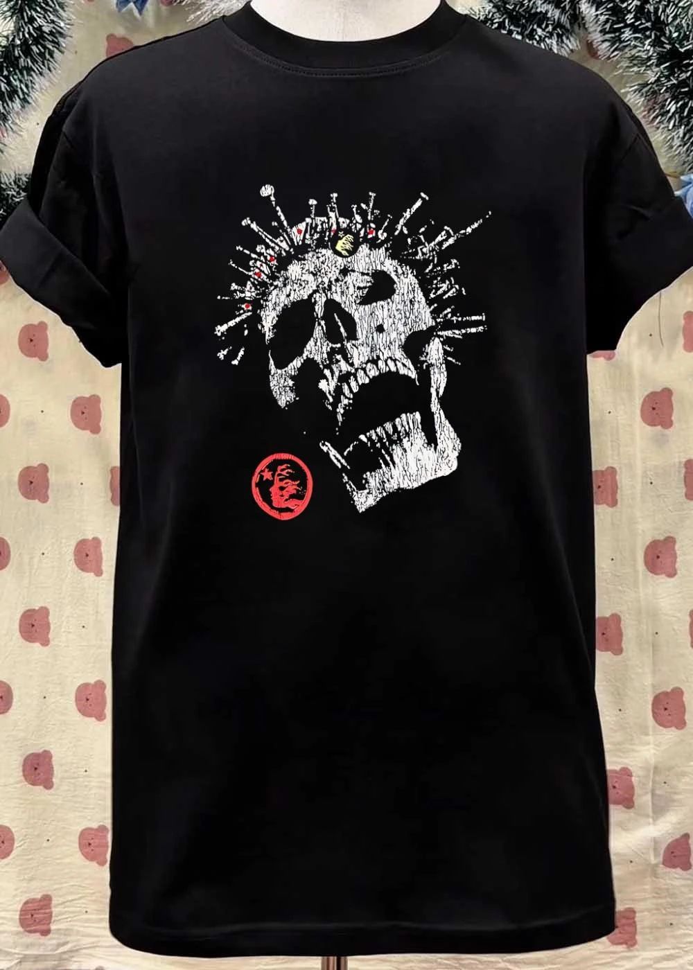 Distressed Screaming Skull Punk Spikes Flaming Face Logo Unleashed Fury 2026 Collection Shirt