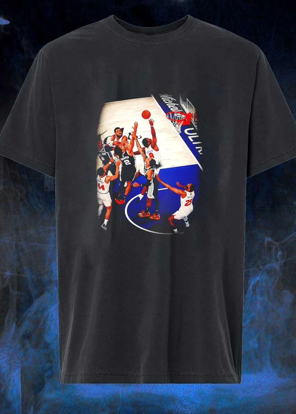 Basketball Players Jumping for Rebound at the Hoop’ HARPER 2, A. BROOKS 8, BRIDGES 25, SPURS 5, 44′ Spurs Knicks T-Shirt