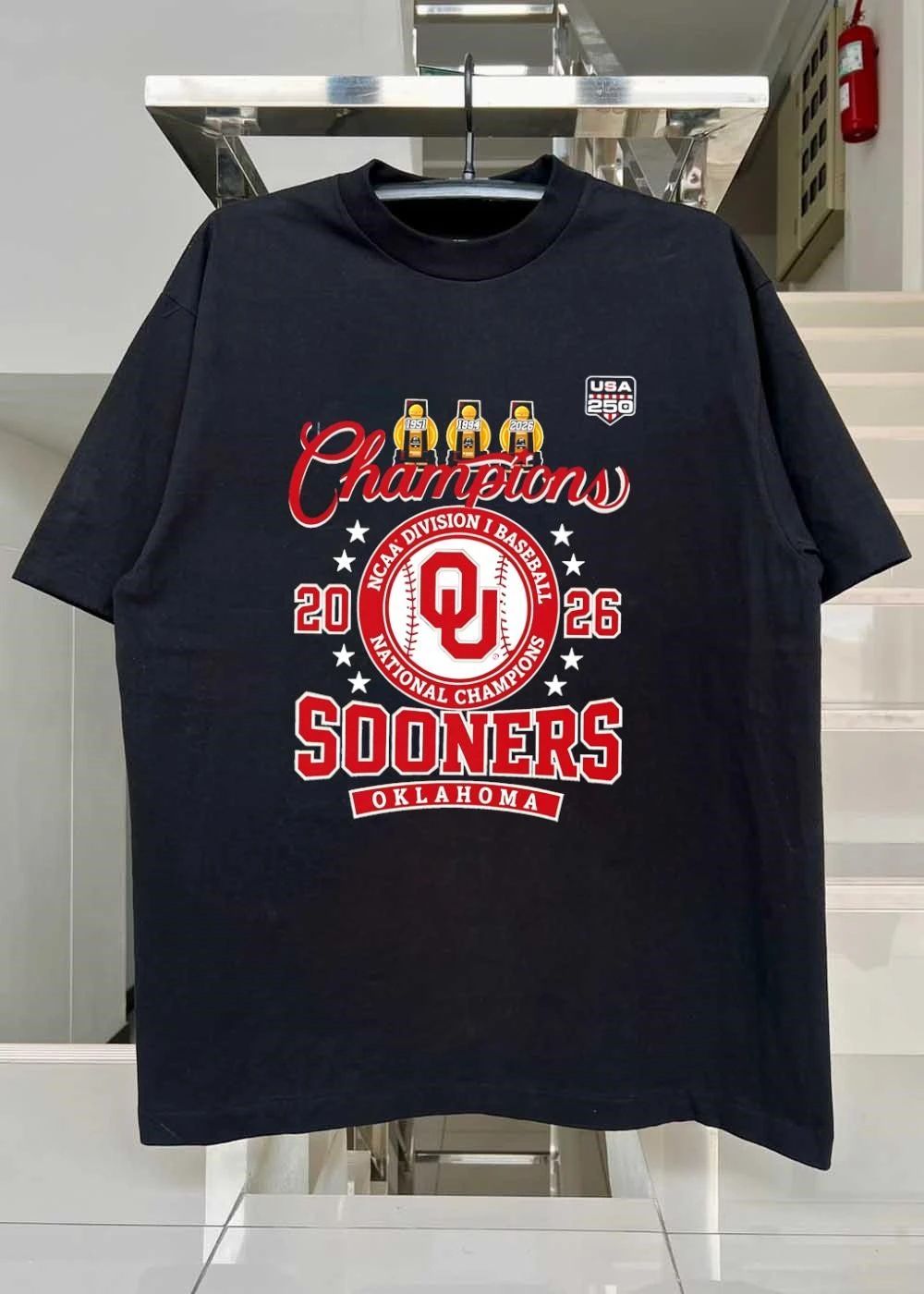 USA 250 Commemorative Champions NCAA Division I Baseball National 1951 1994 2026 Oklahoma Sooners shirt