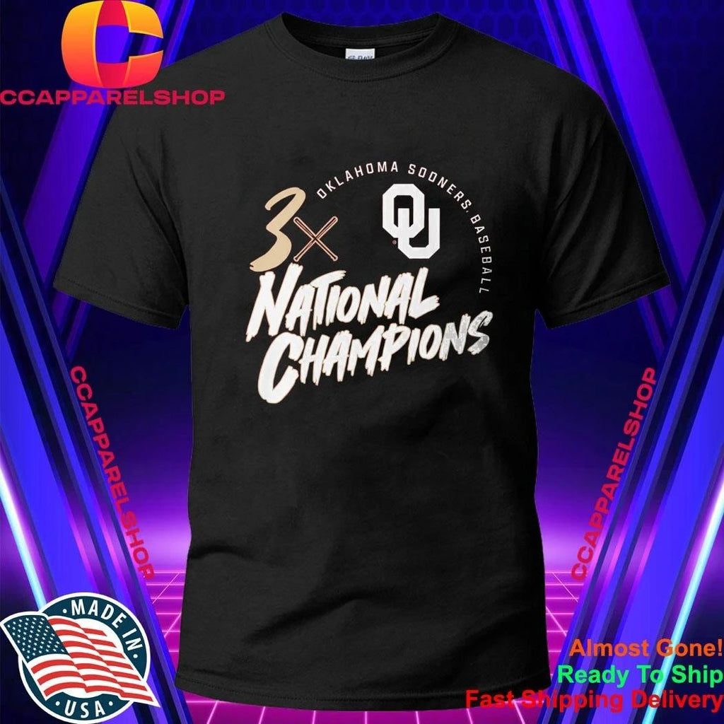 Oklahoma Baseball 3-Time National Champions Shirt