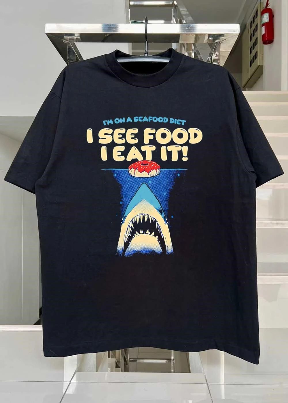Seafood Diet I See Food I Eat It Shark Donut Shirt
