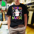 Women’s School Nurse Spooky Ghost Funny Halloween Nurse Costume 2025 Shirt