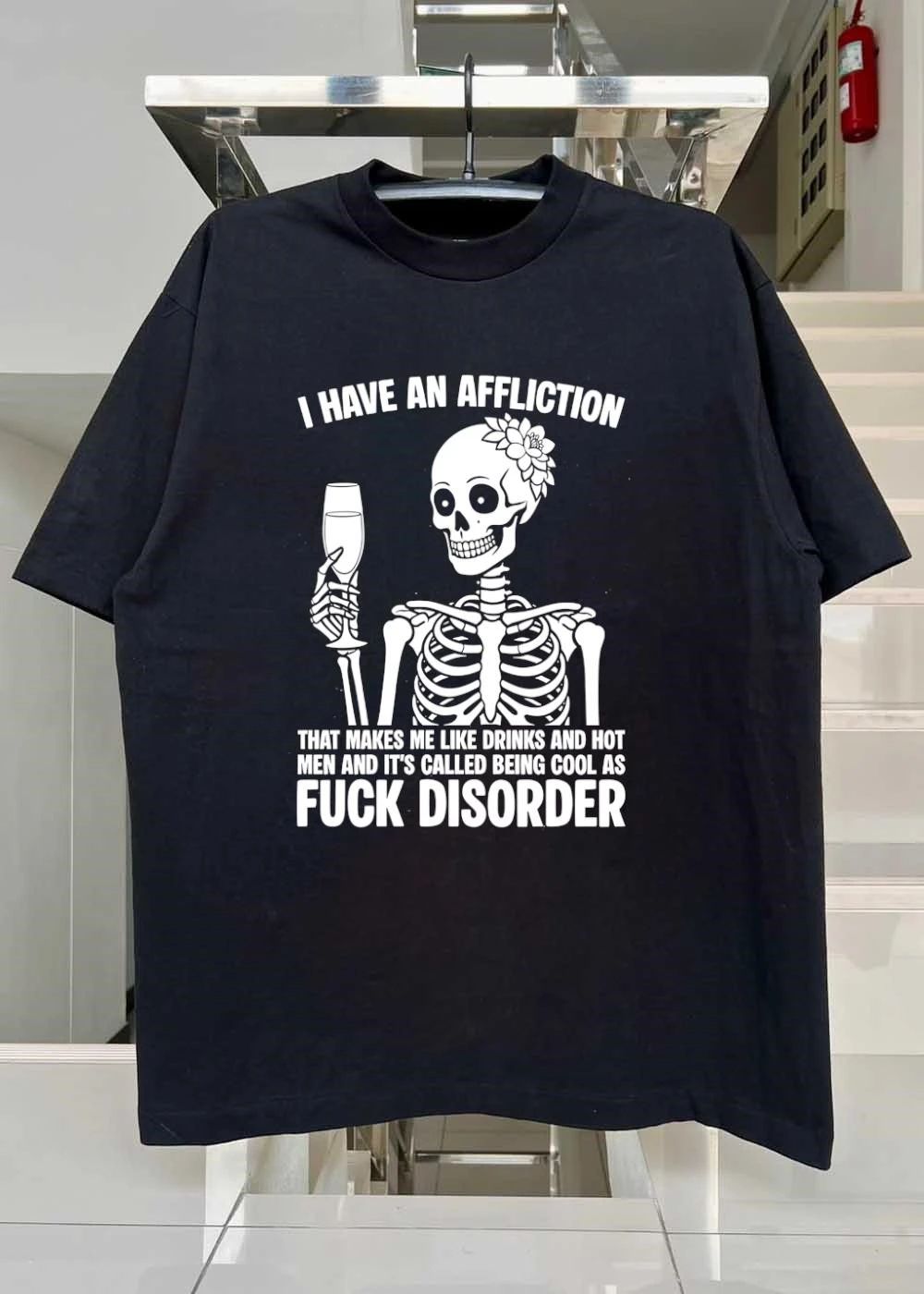 Cool As Fuck Disorder Skeleton Drinks Hot Men T-Shirt