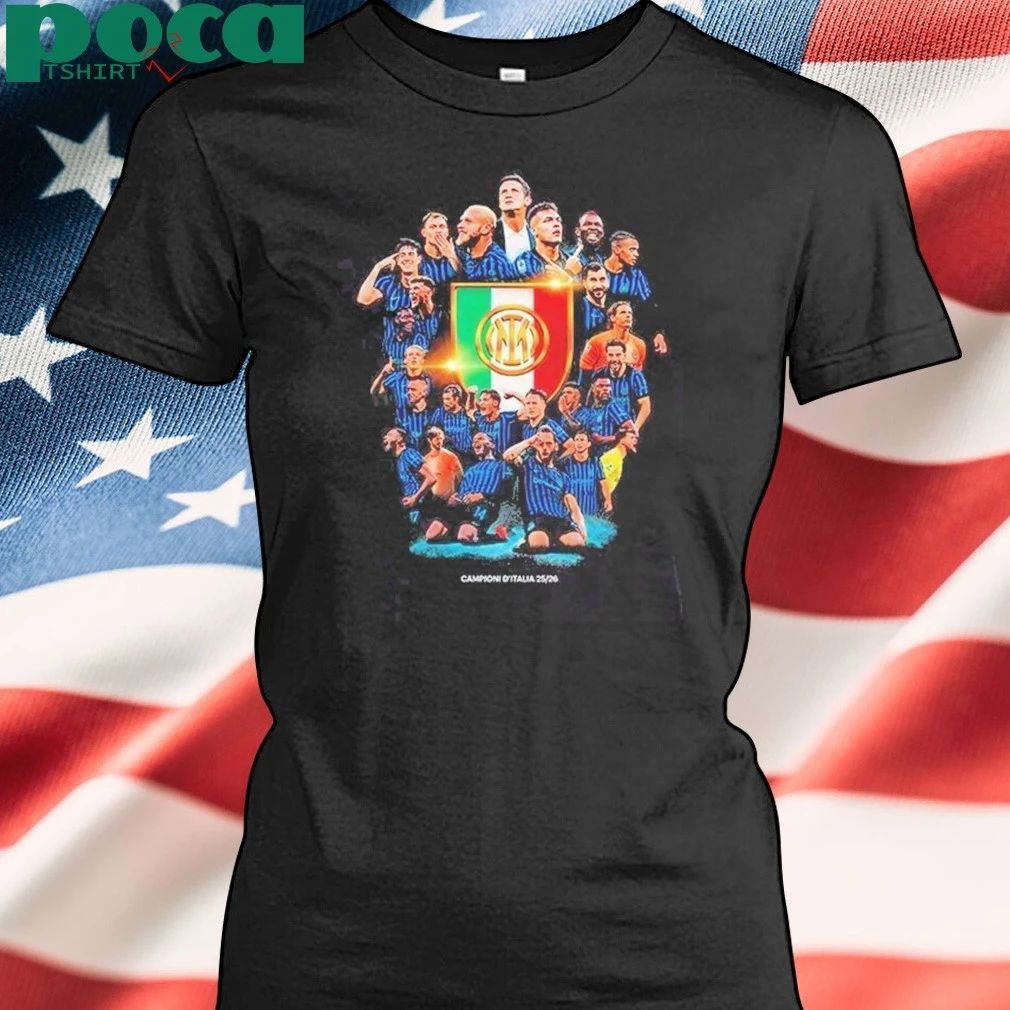 Inter Milan CAMPIONI D’ITALIA 2025 2026 Season Champion Serie A Italia Two Sided T-Shirt