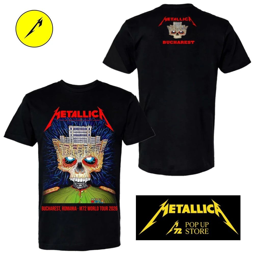 Metallica M72 Bucharest, RO On May 13 2026 Skull Palace Unisex T-Shirt Two Sided