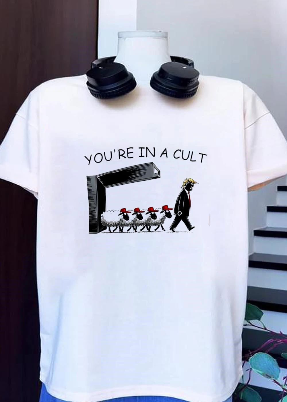 You’re in a Cult Donald Trump Leading Sheep Wearing Red Hats T-Shirt