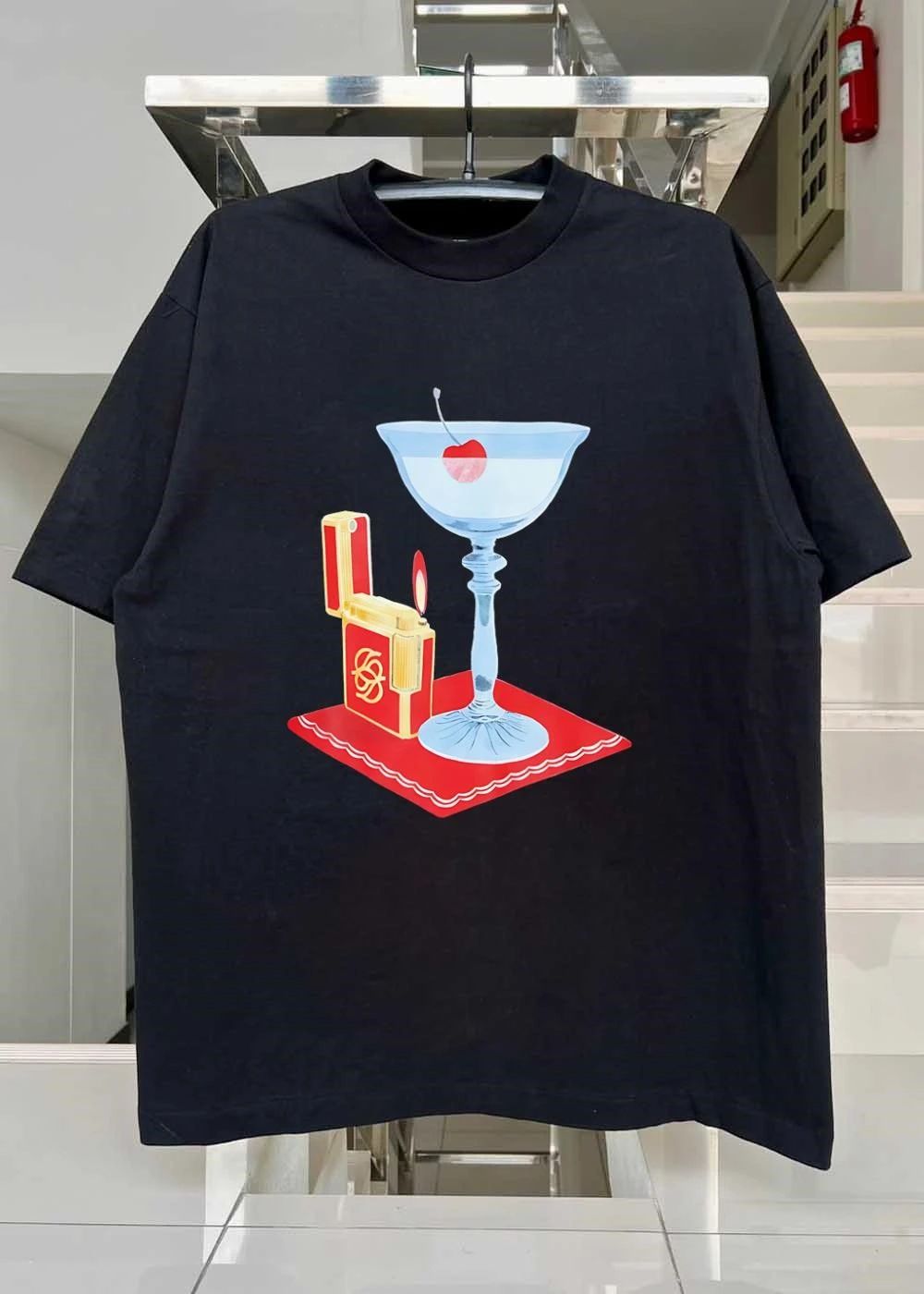 Luxury Lifestyle Accessory Cherry Cocktail and Gold Lighter T-Shirt