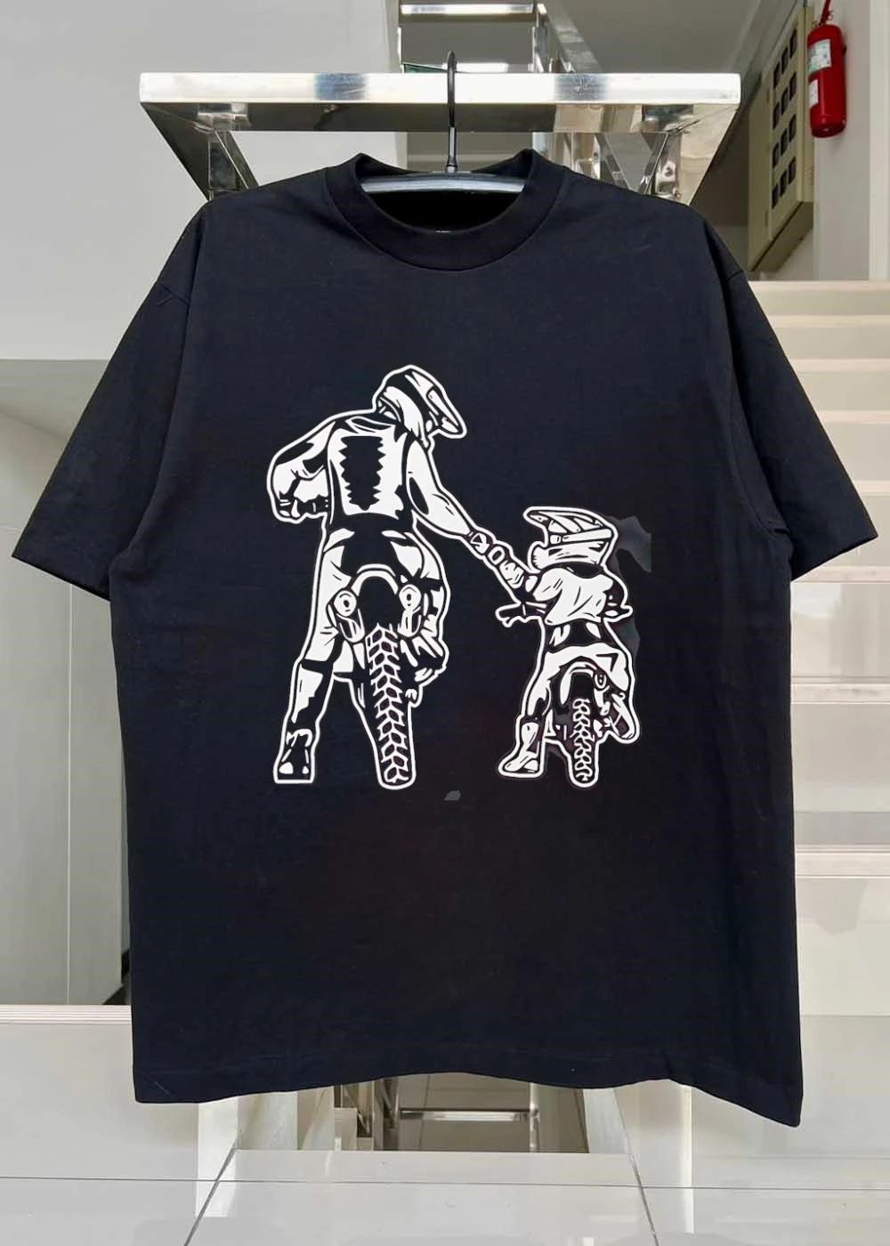 Father and Son Motocross Biker Leading Child Motocross T-Shirt