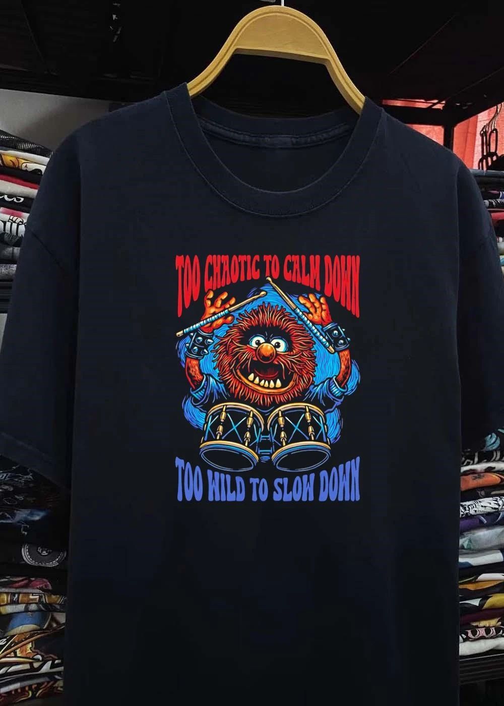Too Chaotic To Calm Down Too Wild To Slow Down Animal Drummer shirt