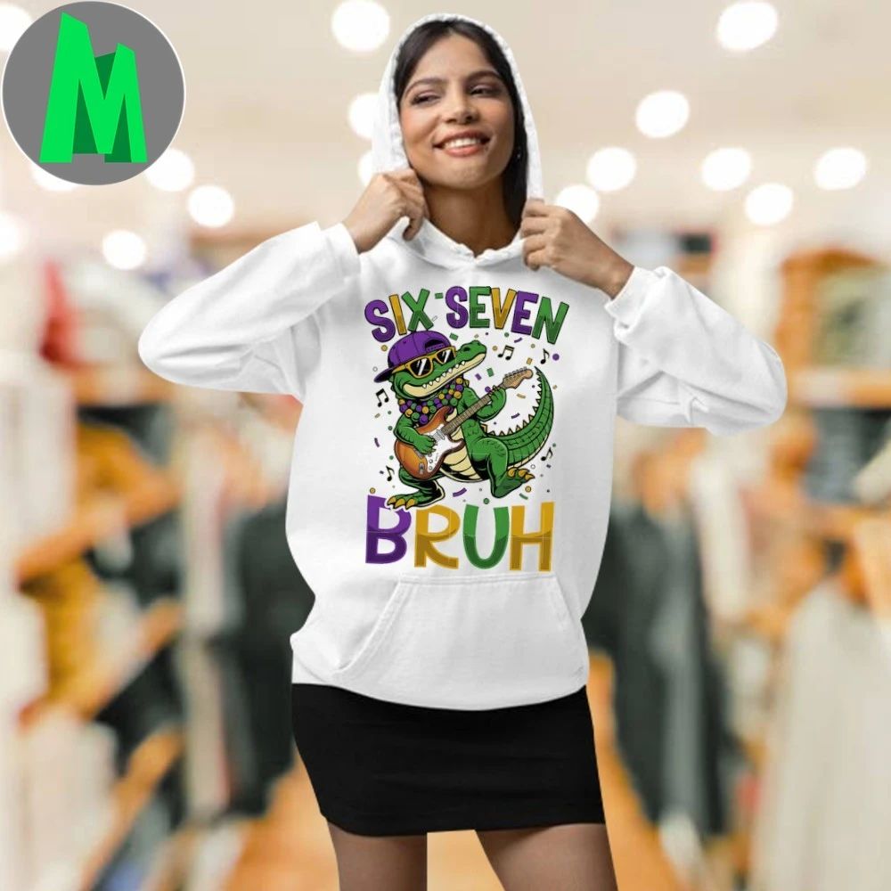 Original Six Seven Bruh Alligator Mardi Gras Shirt