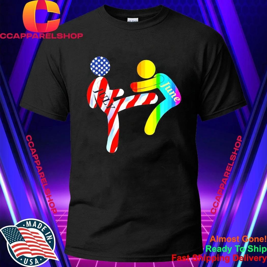 July Independence Kick June Pride Month Shirt