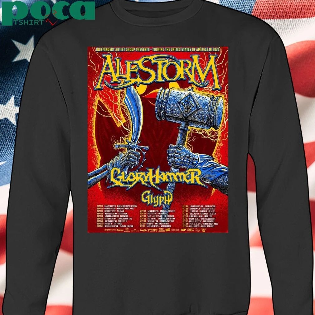 Alestorm Touring The United States Of America In 2025 Schedule Cities Dates Home Decor Poster T-shirt