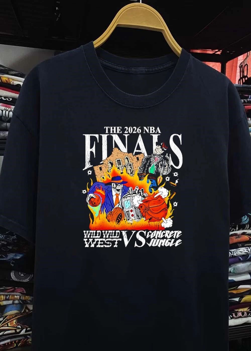 The 2026 NBA Finals Wild Wild West vs Concrete Jungle Skeleton Basketball Shirt